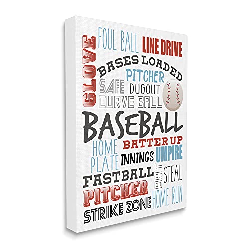 Stupell Industries Baseball Sports Terms Red Blue Typography Kids' Hobby, Designed by Kim Allen Canvas Wall Art, 30 x 40