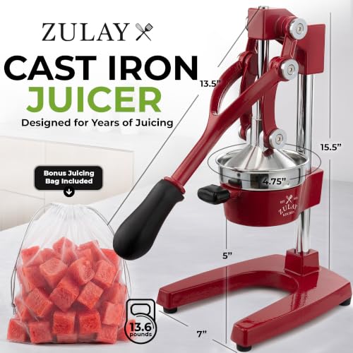 Image of Zulay Kitchen Cast Iron Juicer - Heavy Duty Manual Juicer with Detachable Strainers for Easy Cleaning, Orange Juice Press for Citrus Fruits, Perfect for Bartenders, Juice Lovers & Health Enthusiasts