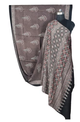 Image of Ethnics of Kutch Womenss Ajrakh Modal Silk Natural Dye Hand Block Print Saree with Blouse Piece - 5.5 Mtr Length
