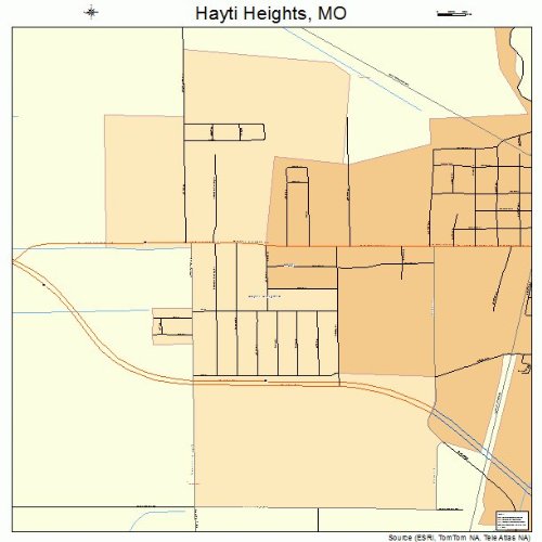 Large Street & Road Map of Hayti Heights, Missouri MO Printed poster