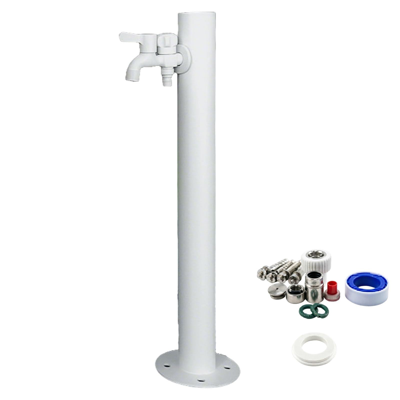 Wtjdccy One Color Cylindrical Vertical Garden Water Column, 304 Stainless Steel Frost Proof Yard Hydrant With Double Spout Faucet, Double Outlet Faucet, Suitable For Garden Irrigation(60Cm/24In)