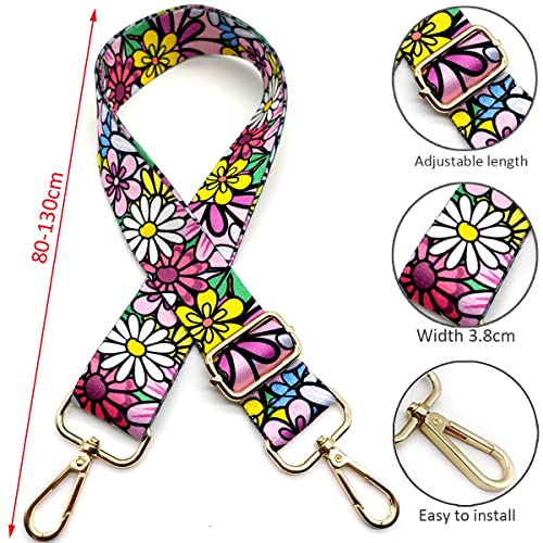 Verstellbarer Schultergurt für Taschen Bunt, Taschengurte zum Wechseln, Taschengurt Breit mit Karabiner Gold, 80-130 cm Tragegurt Tasche für Damen Umhängegurte, Moderne Handtasche, 3.8cm, 52