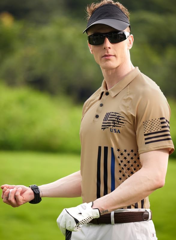 Mainfini Men's Short Sleeve Golf Shirts UPF 50+ Raglan Patriotic American Graphic Polo Shirt (S-3XL) - Image 3