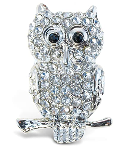 Imán Decorativo Búho Brillante Plata 1.75 pulgadas