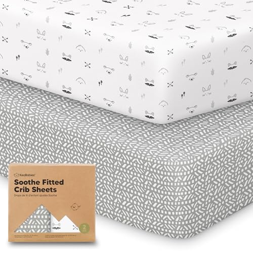 Image of KeaBabies 2-pk Organic Cotton Crib Sheets for Boys Girls 52x28 (Nordic) | Fitted Crib Mattress Sheet Neutral, Breathable Cover for Baby Bed Set, Toddler Mattress, Soft & Cute Prints