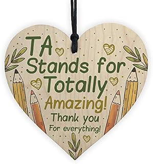 RED OCEAN Thank You Gift For Teacher Teaching Assistant Wooden Heart Plaque End Of Term Leaving School Gifts