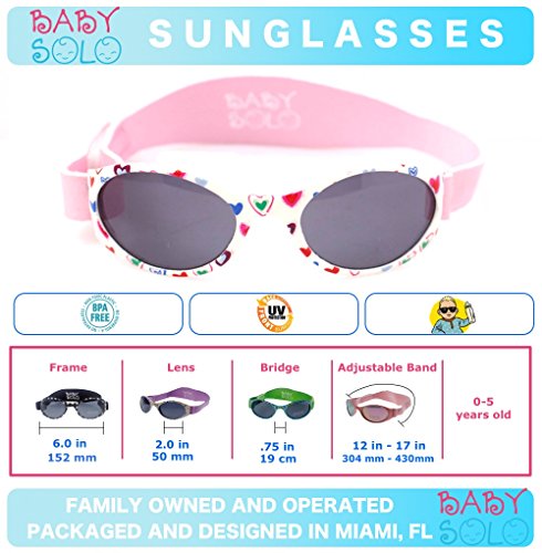 Baby Solo Original Baby Sunglasses Safe, Soft, & Adorable Durable Case Included (0-36 Month, Matte Black Frame w/Pink Mirror Lens) 5
