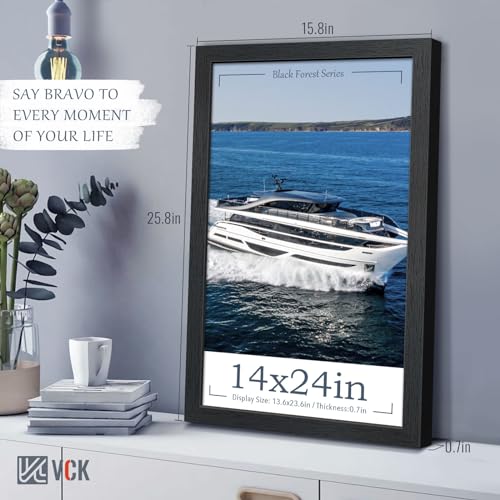 Image of VCK 14x24 Frames 3 Pack, Black Poster Frame MDF Wood with Polished Plexiglass, Wall Mounting Horizontal & Vertical Display