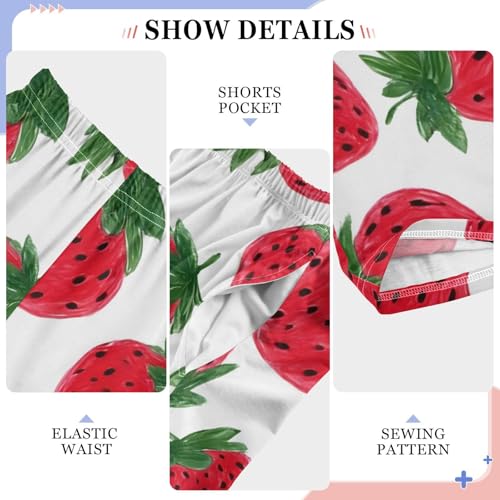 Red Strawberries Strawberry Pajama Pants Long Sleep Pant Soft PJ Bottoms Sleepwear4