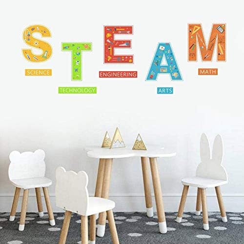 IARTTOP Science Technology Engineering Arts Math Subject Lettering Wall Decal,Colorful School Supplies Wall Sticker for Classroom Nursery Study Room Decor
