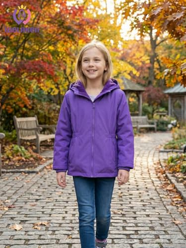 Image of WELAKEN Fleece lined Jackets with Water-Resistance Frabic for Kid's & Toddler II Girl's Rain Jacket & coats