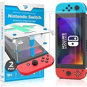 Power Theory Designed for Nintendo Switch 6.2″ Screen Protector Tempered Glass [9H Hardness], Easy Install Kit, 99% HD Bubble Free Clear, Case Friendly, Anti-Scratch, 2 Pack