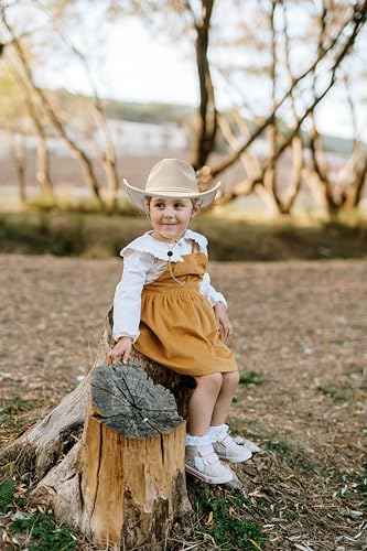 Image of Jastore Kids Girls Boys Wide Brim Western Cowboy Cowgirl Hat with Wind Lanyard Felt Fedora Hat