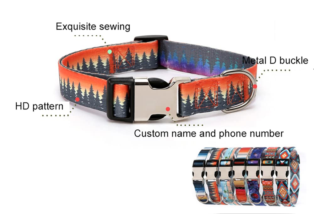 Dog Collar and Leash Set, Quick Release Buckle Soft Durable Print Puppy Collars Adjustable for Small Medium Large Pet Male Dogs Boy Cat Rhombus M