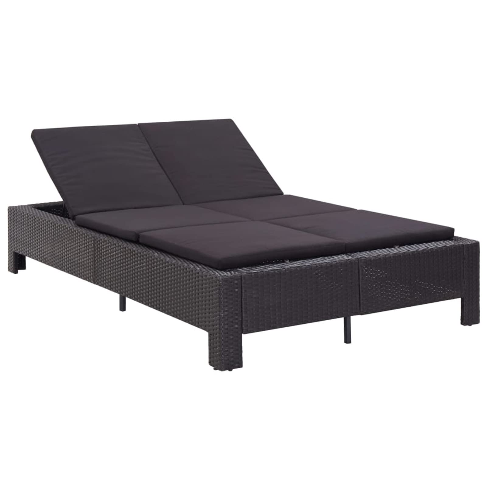 Chaise longue 2 places en résine tressée noire pour détente au bord de la piscine