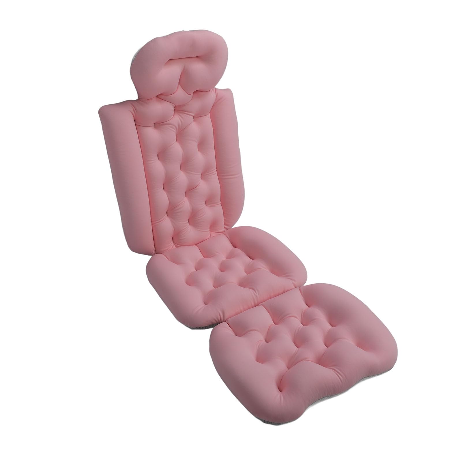 Sxhlseller Cuscino da Bagno per Tutto il Corpo Comodo Design Ergonomico Previene lo Scivolamento per Adulti Spa con Ventose per Vasca da Bagno Hot Springs Mesh 50 Pollici (PINK)