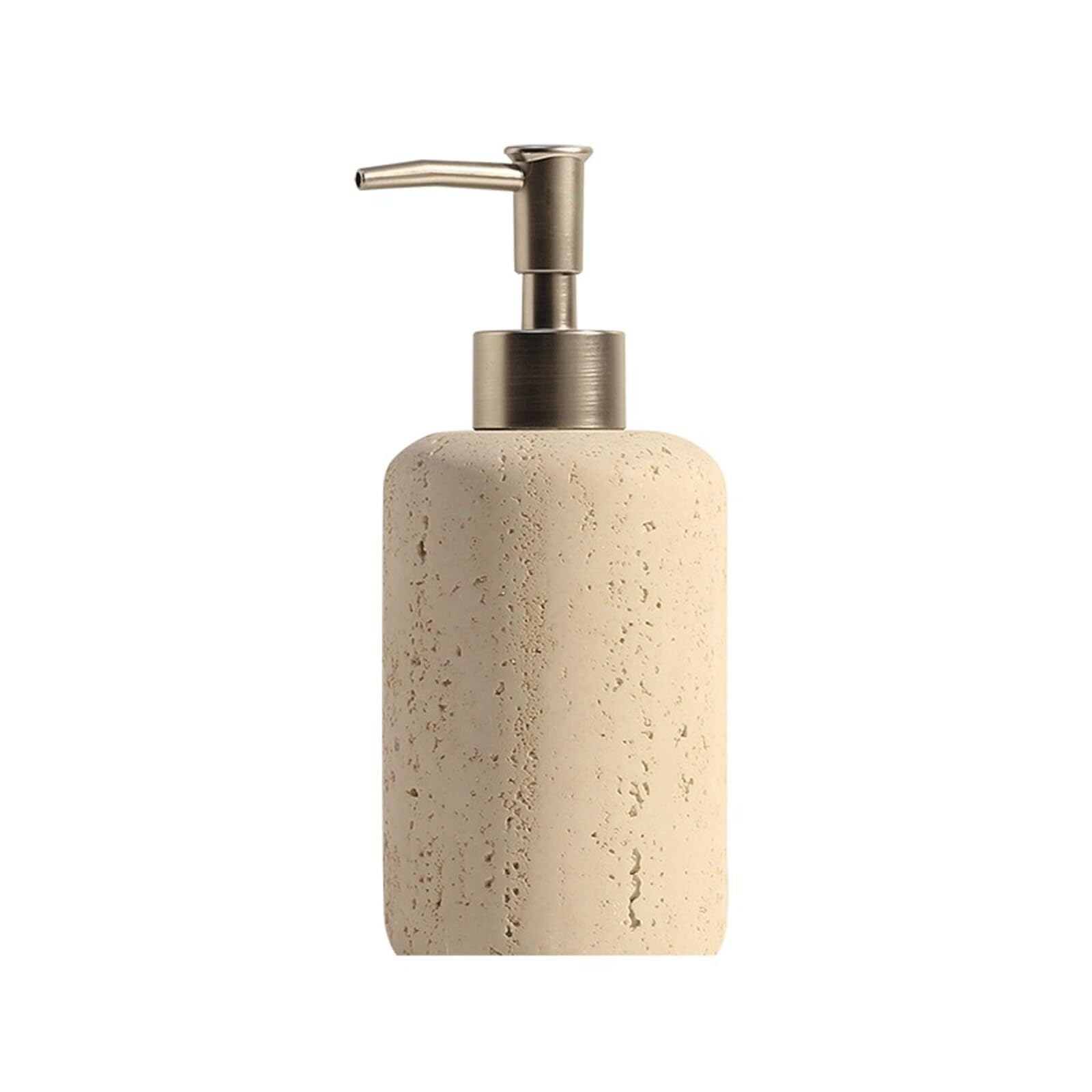 Empty Barthroom and Dish 10.6oz Beige Hand Soap Dispenser Modern Design Decor for Washrooms Bathroom Decor for Counter(Silver)