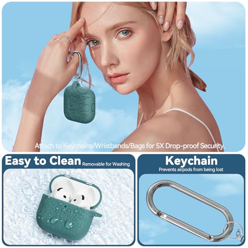 Image of for Airpods 4 Case with Magnetic Lid, Ekoonpft Flower Engraved Cases for Apple AirPods 4th Generation 2024, Soft Silicone Cover for Women Girly with Cleaning Kit & Keychain, Shockproof