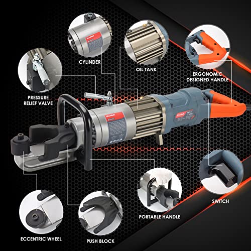 Image of 1150W Electric Hydraulic Rebar Bender 7 /8 Inch Portable Hydraulic Rebar Bending Machine #7 10-22mm Rebar within 2.5-3s Easy Bending Rebar Steel Bar HRB-22 (Orange)