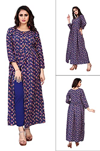 Image of H.E HAMZA ENTERPRISER Printed Crepe Material Brown Western Dress For Women