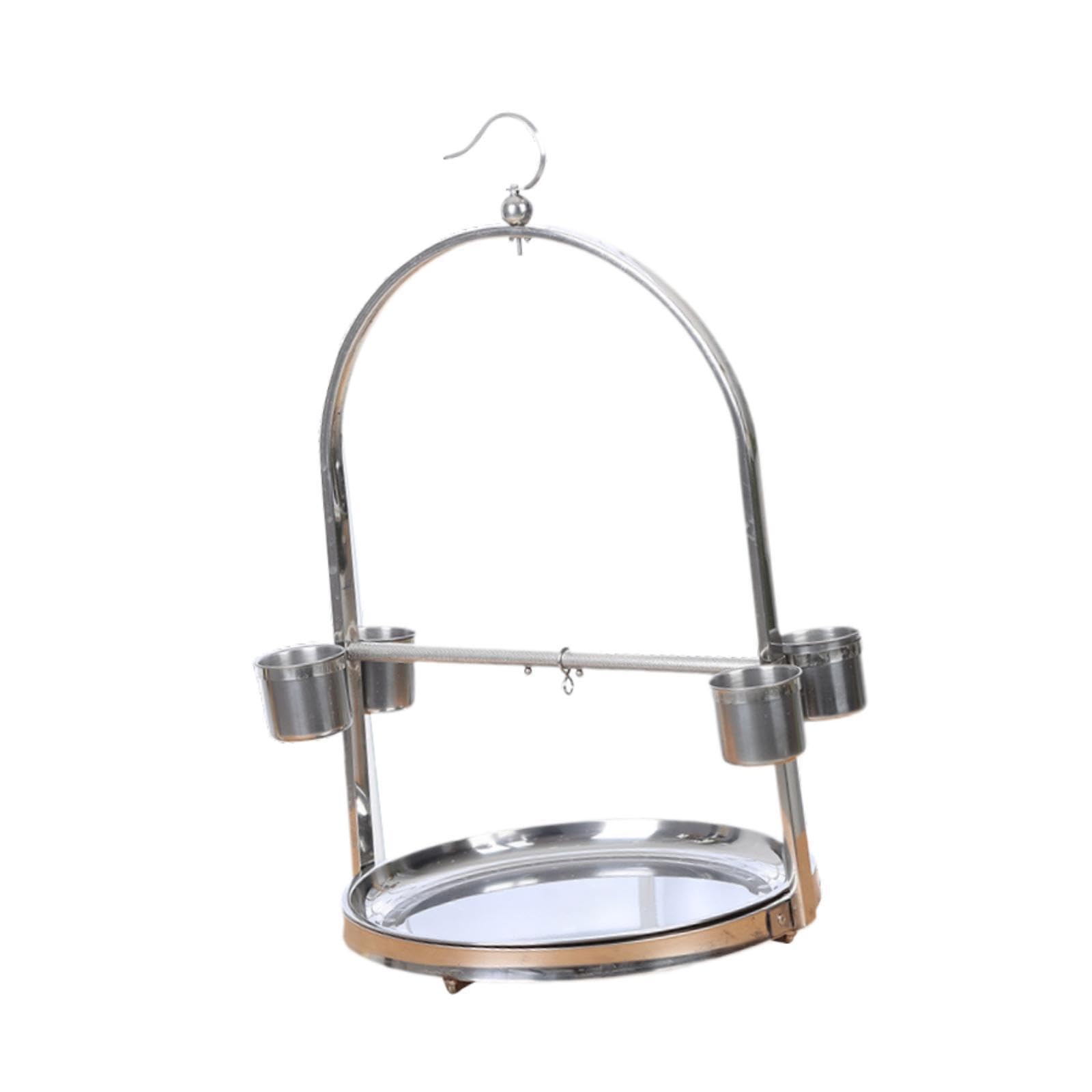 El Soporte de Juego de Percha para pájaros de Acero Inoxidable CREA un lúdico y Proporciona un Amplio Espacio para Las Aves Mascotas. Fácil, Plata, 36x60 centímetros