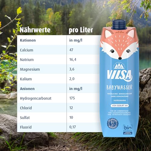 VILSA Babywasser Naturelle Bio, 6 x 1,00 l Tetra Pak – Bild 3