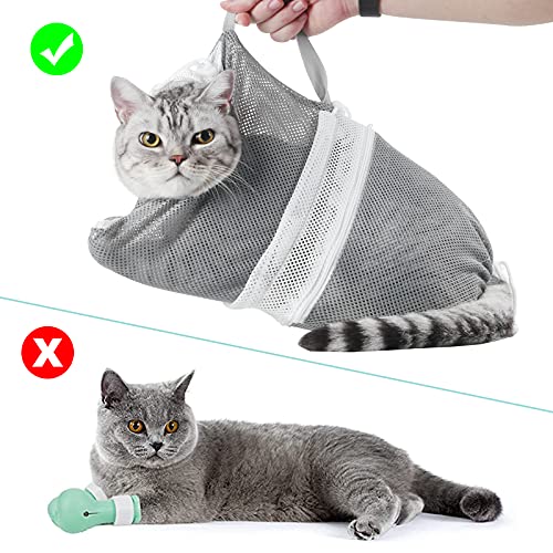 Image of Cat Bathing Bag Adjustable Cat Grooming Net Bag Anti-bite & Anti-Scratch Cat Bath Washing Restraint Bag, Breathable Mesh Cat Grooming Bag for Shower, Nail Trimming, Injection | Secure Restraint for Safer Grooming and Bathing, Reducing Stress and Helping Prevent Scratches and Escapes