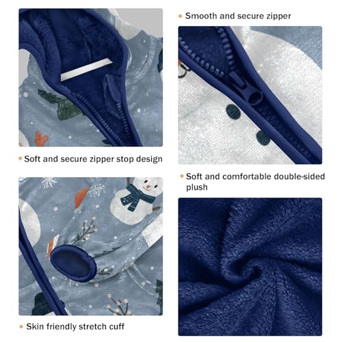 Snowman Trees Snowflakes Pattern Toddler Fleece Jacket Girl Boys Hooded Fleece Jacket Coat Warm Outwear Zip-up 3-10T3