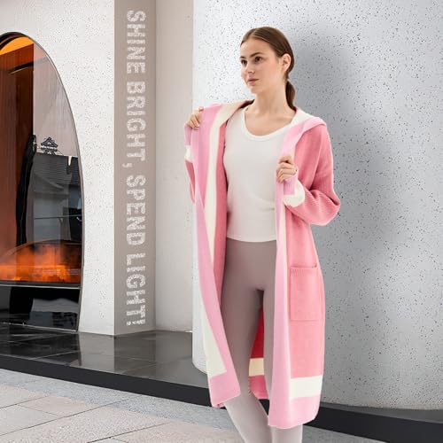 Fashion Striped Long Sweater Cardigan for Women, Oversized Open Front Cardigan with Pockets4