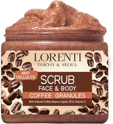 Lorenti Coffee Scrub Face & Body | Jojoba Oil & Vitamin E Anti Cellulite, Stretch Marks, Spider Veins Wrinkle, Detox 500ml