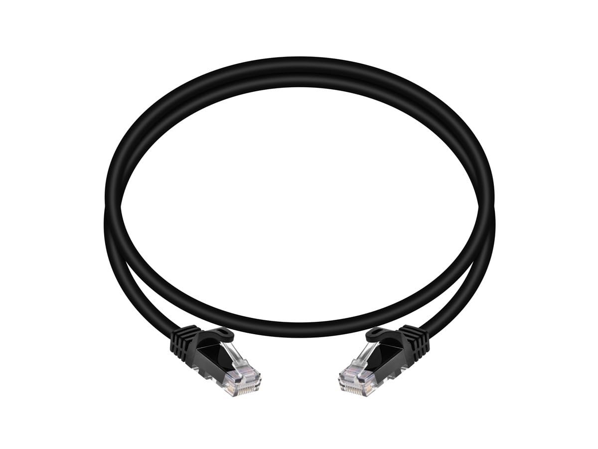 Monoprice Cavo patch Cat6 da 91 cm, nero, 12 pezzi, UTP 24 AWG, 550 MHz, in puro rame nudo antigroviglio, RJ45, serie Flexboot