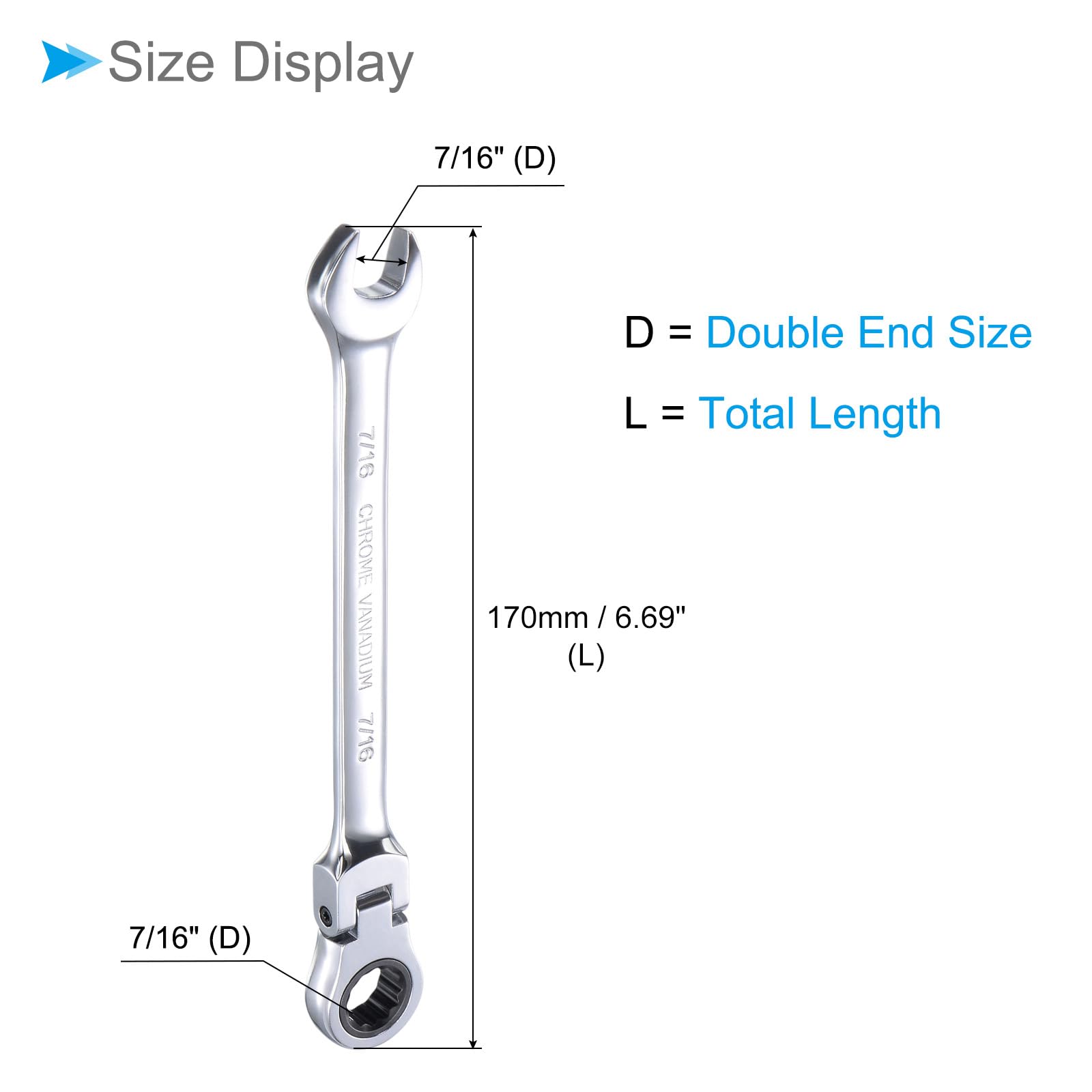 CoCud Flex-Head Ratcheting Wrench, 7/16