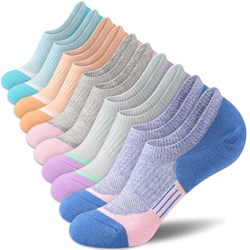 No Show Socks - Athletic Running Thick Cushioned Socks (5 Pairs)