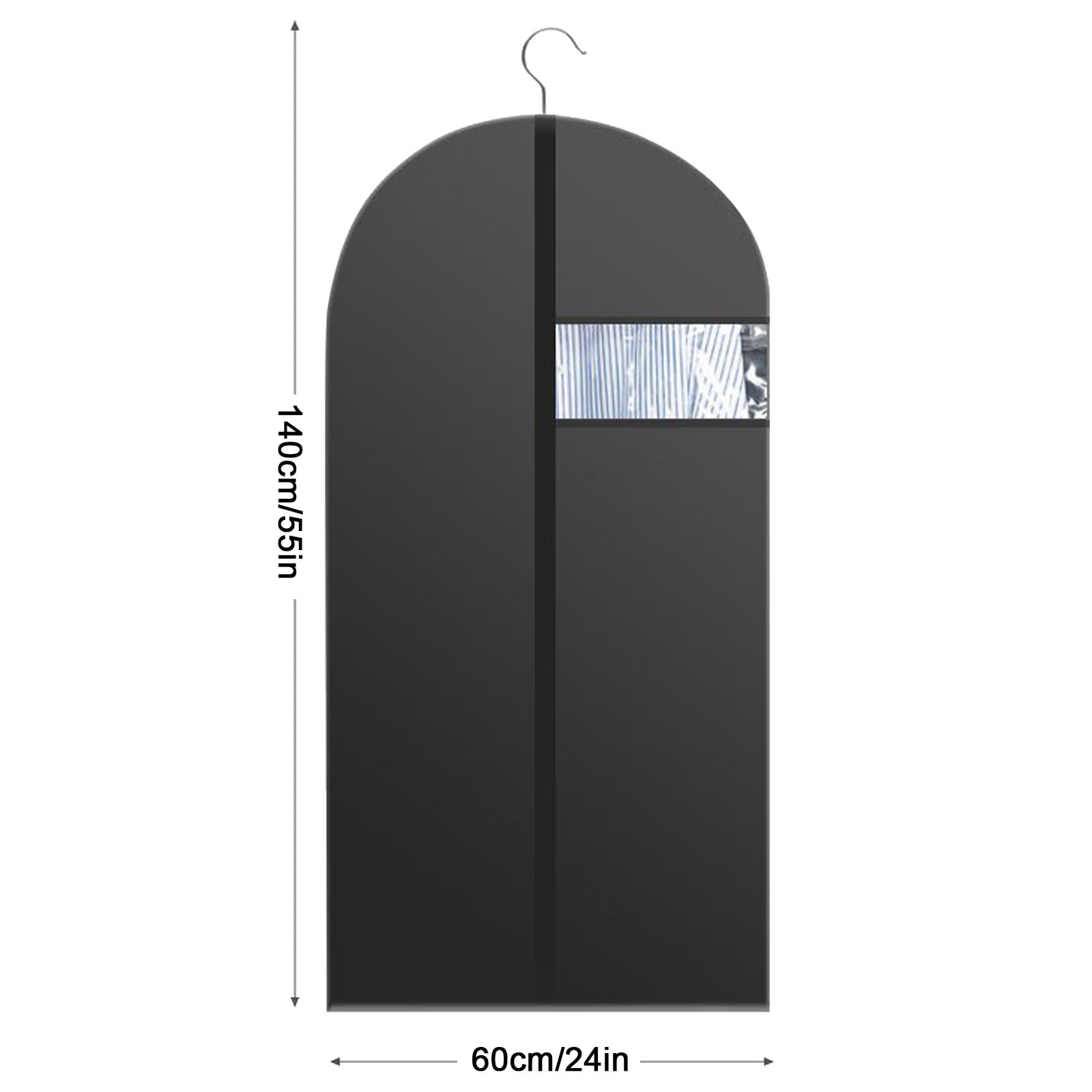 Funda para Vestidos, Funda para Trajes, Transpirable, para Abrigos Largos, Suéteres, Camisas, Trajes y Vestidos (5 Unidades), Color Negro(60x140cm/24x55in)