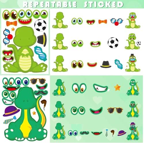 36 Sheets Make a Dinosaur Stickers Dinosaur Party Favors Make Your Own Dinosaur Sticker Cute Make a Face Dinosaur Stickers for Kids DIY Project Dino Theme Birthday Party Favor 4 51iLta e4oL. AC