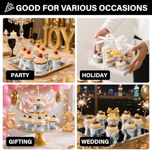 Image of Jubilant 50 Pcs Cupcake Liners, Disposable Ramekin Muffin Baking Cups, Aluminum Cupcake Cups, Little Foil Baking Cups