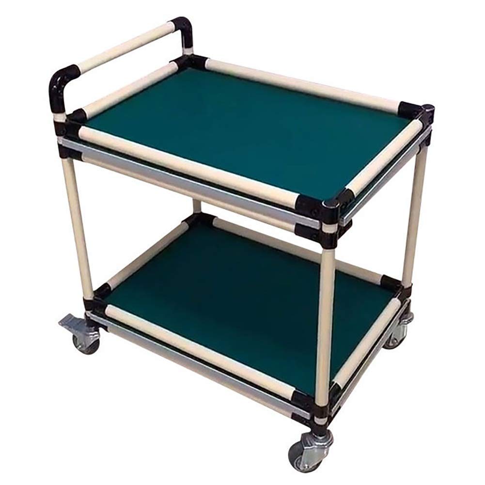 Carro de servicio portátil de 2 niveles con asa, carrito de Worhop rodante multifuncional para limpieza industrial y uso de fabricación