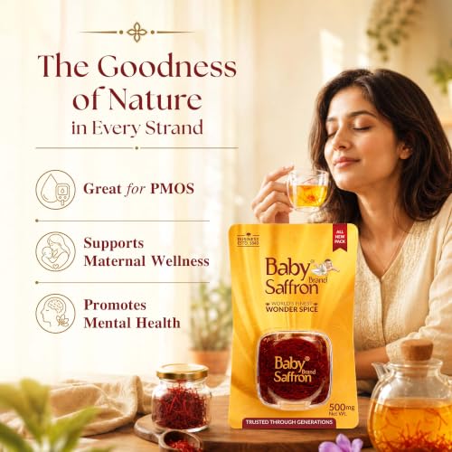 Image of Baby Brand Saffron Original Mongra Kesar /Keshar | Grade1 ISO 3632 Tested | Natural Colour & Aroma | For Pooja Tilak, Pregnant Women, Kids, Food, Period Pain, Skincare & Health | 500mg(0.5g), Pack Of 1