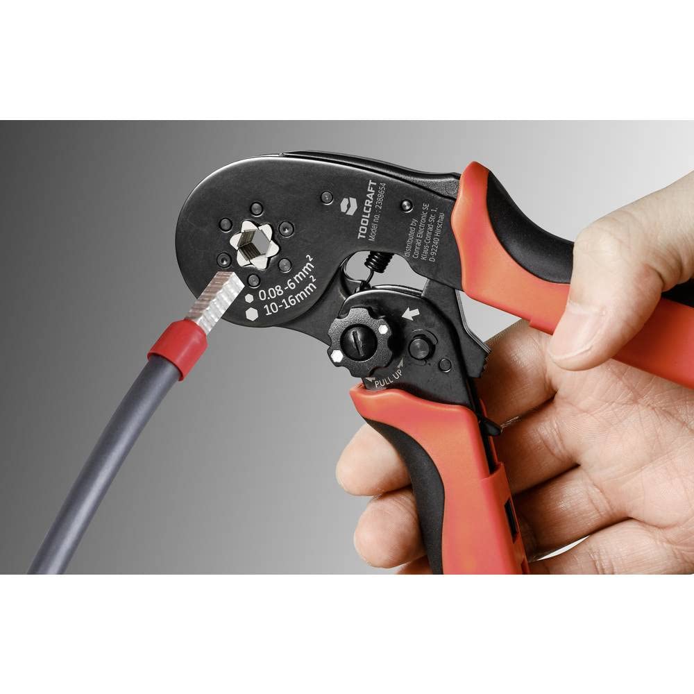 TOOLCRAFT TO-7165962 szczypce zaciskowe tulejki kablowe 0,08 do 16,0 mm² z szybką regulacją