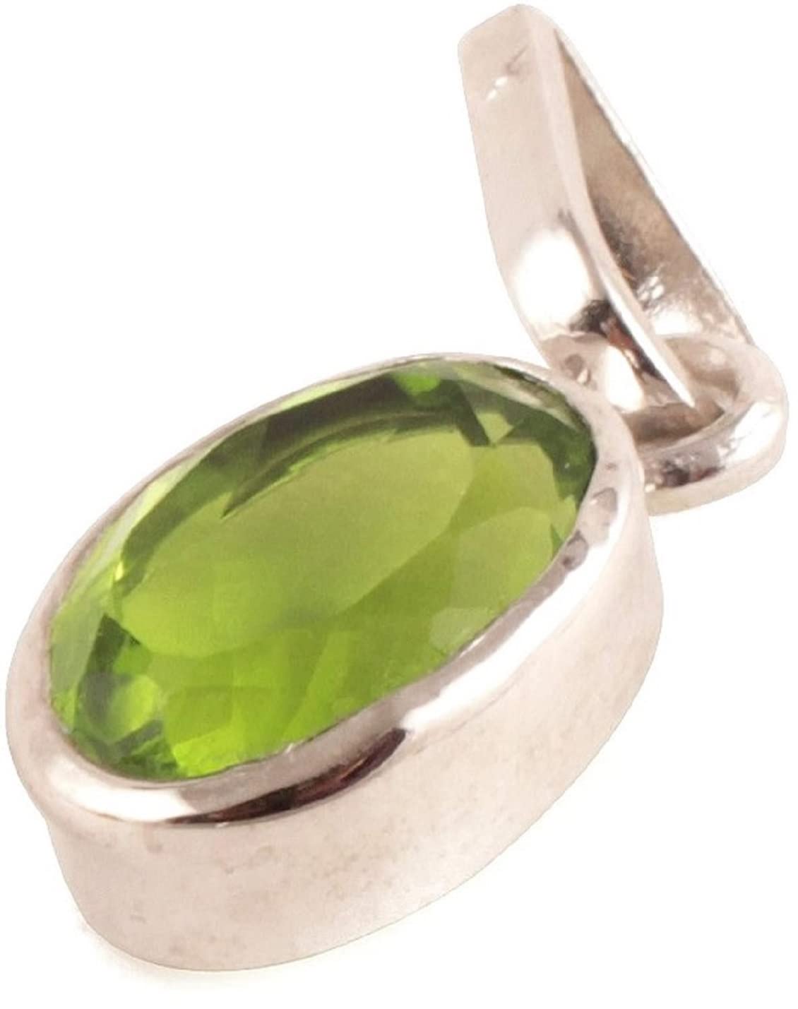 Peridot Gemstone Pendant In White Metal With Lab Certificate (6-6.5 Ct Approx) (1 Pc)