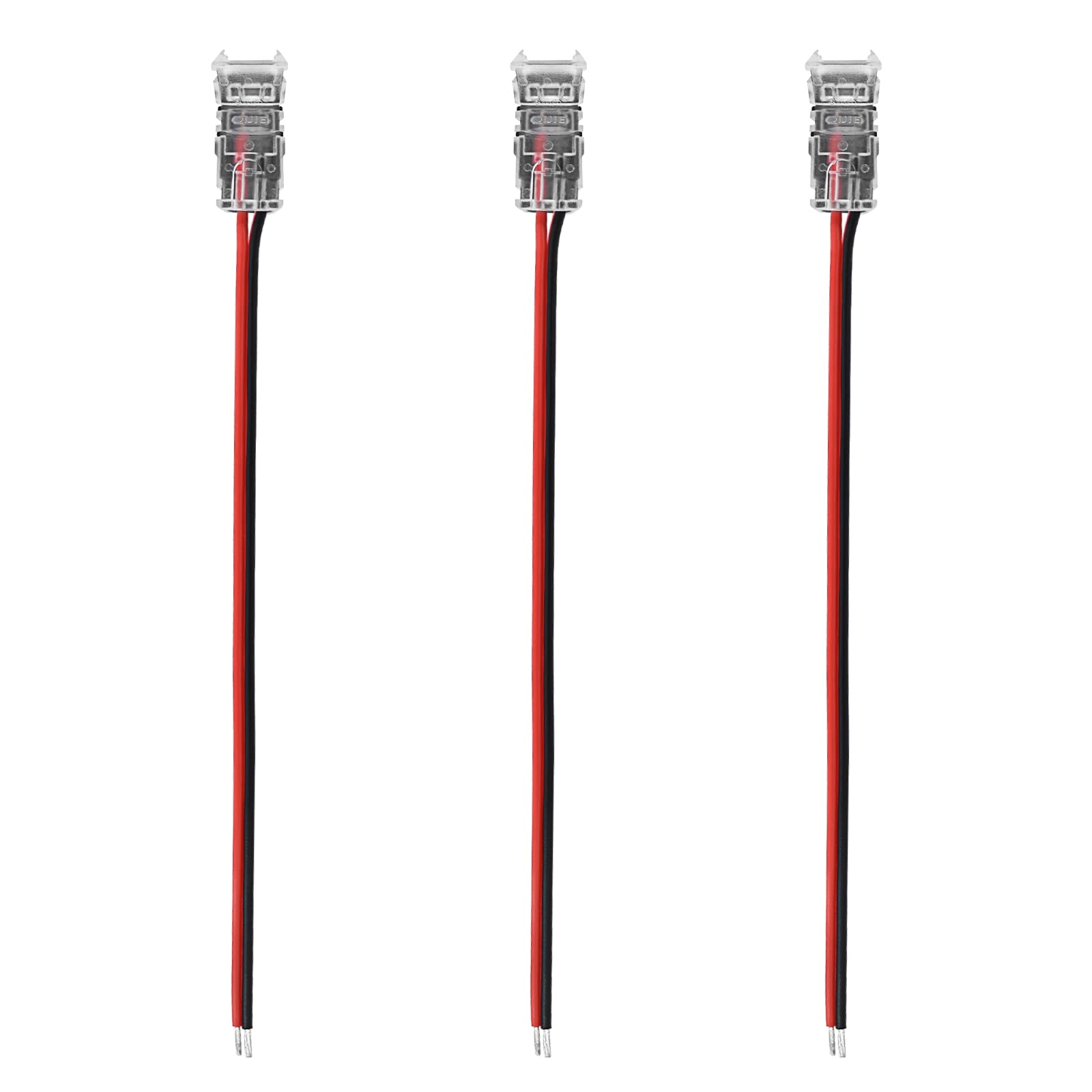 LUXRITE 3-Pack 2 Pin LED Strip Light Connector, 8MM Wide Strip to Wire Connection, Single Color SMD 2835 Tape Light Bi-Pin Compatible