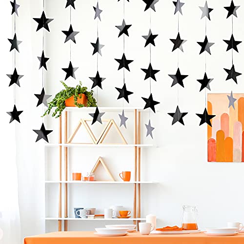 Image of Patelai 130 Feet Glitter Star Garland Banner 2026 Party Decoration Double Side Star Hanging String Streamer Paper Twinkle for Graduation Wedding Birthday (Black)