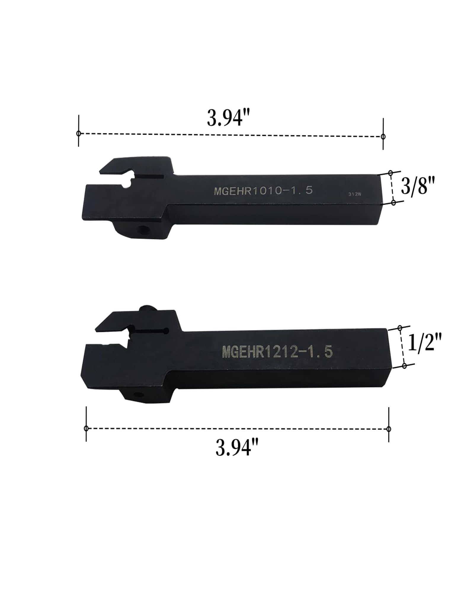Hunricho3/8" 1/2" Nut Cut-Off Werkzeughalter MGEHR mit 10pcs MGMN150 Zinn beschichtete indexierbare Hartmetall Nut Einsätze 1.5mm Breite Hartmetall Blatt für Stahl (MGMN150 mit 2pcs Werkzeughalter)