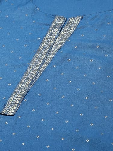 Image of Rangriti Blue Liva Straight Printed Kurta for Women