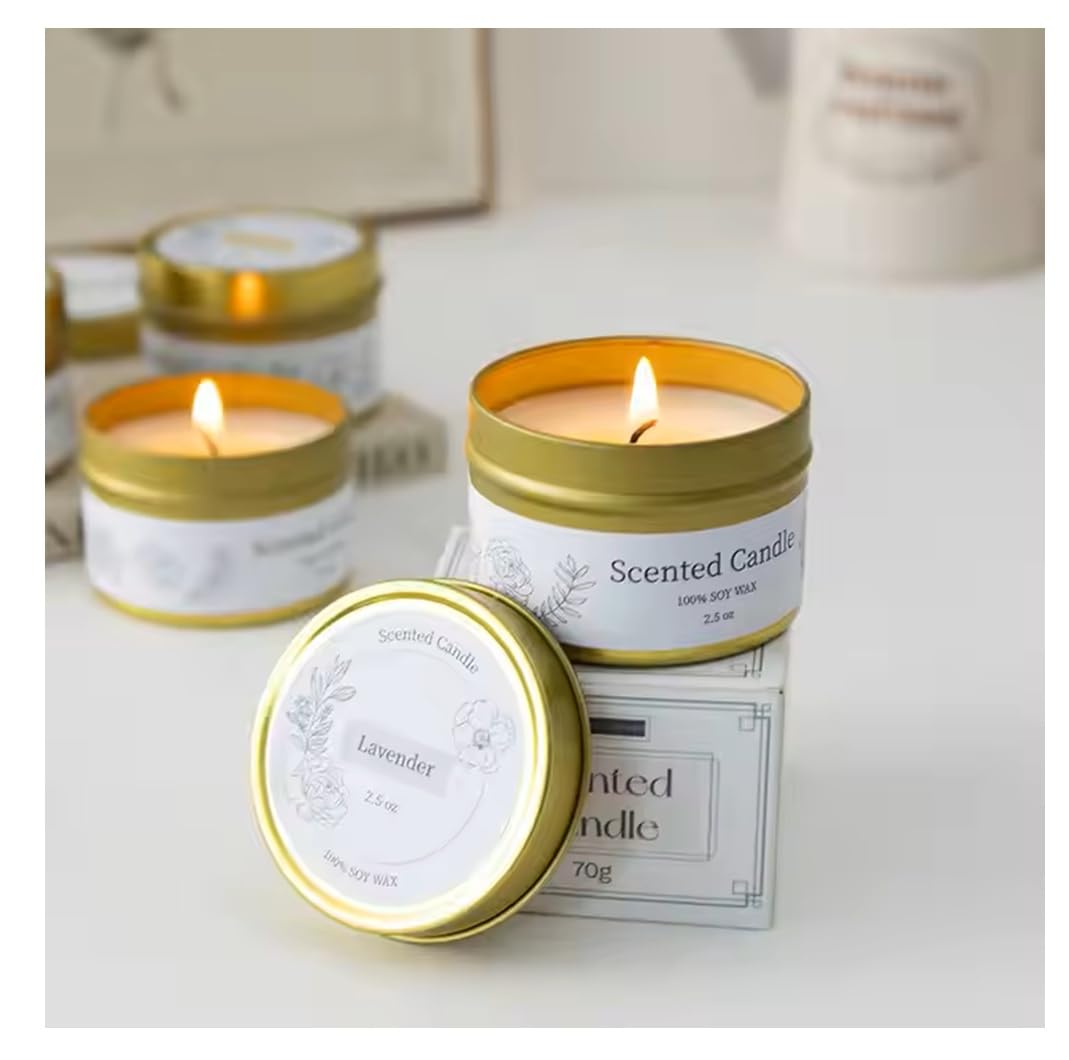 SPHINX Candles for Decoration | Soy Wax Scented Jar Candle in Tin Container – 70g | Long-Lasting Smokeless Aroma for Home Decor & Table Centerpiece | Up to 16 Hrs Burn, Festival & Gift Use-(Lavender)