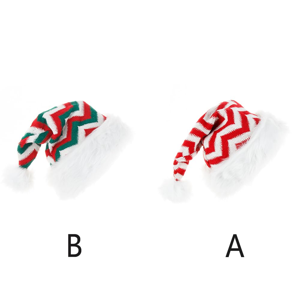 Gorras de Papá Noel, gorro de Navidad de invierno, transpirable, agradable a la piel, sombreros de Navidad a rayas, unisex, para adultos, rojo y verde