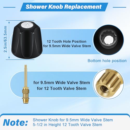 Kit de grifería para ducha y bañera, acabado negro mate, 3 piezas: perillas para ducha y salida para bañera, compatible con grifería Pfister Verve de 3 mangos miniatura 6