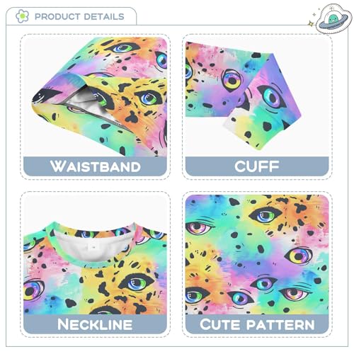 JUNZAN Halloween Scary Eyes Rainbows Leopard Printed Kids Boys Pullover Hoodie Crewneck Hoodies for Girls Athletic 4T3