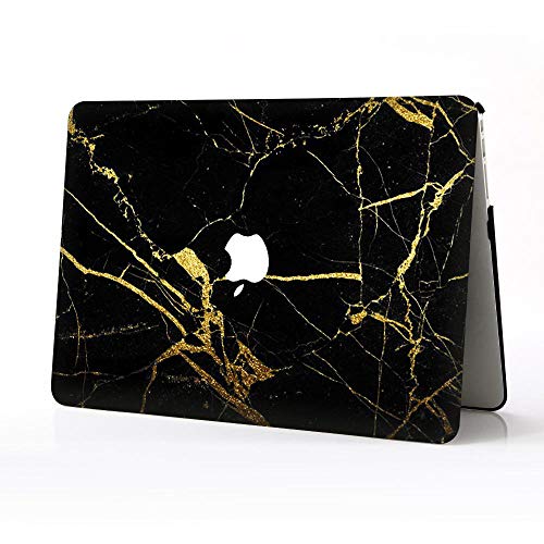 Laptop-Hülle für MacBook Air 13 Zoll (33 cm), Schwarz mit goldenem Marmor-Muster, bedrucktes Hartplastik, Schutzhülle für MacBook Air 13 Zoll