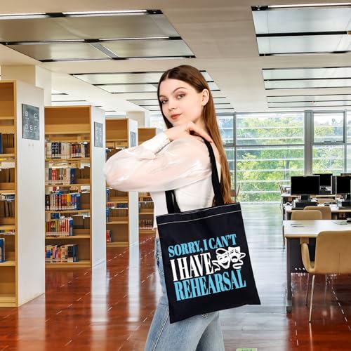 PLITI Theater Tote Bag Drama Actor Actress Gift Comedy Tragedy Mask Gift Sorry i Can't i Have Rehearsal Bag (I Have Rehearsal TGblU) - Image 4